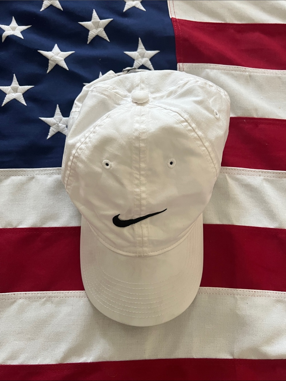 Nike White Cap with Black Swoosh